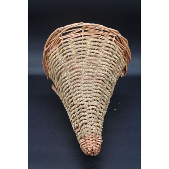 Cornucopia Brown Woven Wicker Horn Of Plenty Basket 17" And Turkey 11" - Picture 10 of 11